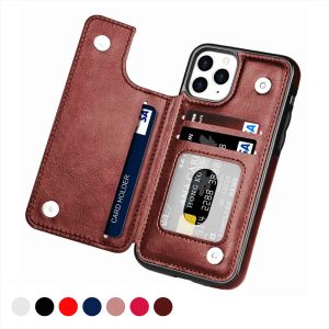 حالة محفظة من الجلد الفاخرة لـ iPhone 15 14 13 12 11 Pro Max Se X XR XS Max 8 7 6 6S Plus Carkstand Card Slots Cover