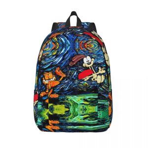 Väskor Garfields Cat Kick Canvas ryggsäckar för män Kvinnor College School Student Bookbag passar 15 tums bärbara väskor