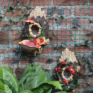 Dekorative Figuren im Freien Garten süße Wandvogel Nest Harz Wandfleisch Accessoires Dekoration Kindergarten Villa Bird House Kunsthandwerk