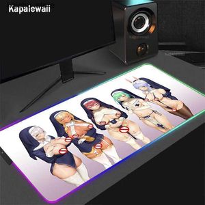 Maus -Pads Handgelenk ruhen Anime Sexy Mädchen Großgröße RGB MOUSE PAD Big Tits PC Mousepads Gaming Mousepad LED -Schreibtisch Matte Verriegelungskante für Computer Mäuse MAT Y240419 Y240419