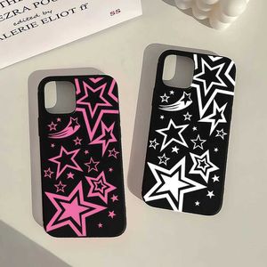 Case di telefonia cellulare Super Star Pattern Telefono Custodia per iPhone 14 Pro Max 13 12 11 XS XR 7 X 8 15 Plus Shell di copertina di silicone morbido nero di alta qualità J240418