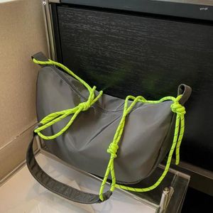Drawstring Nylon Cloth Shoulder Bags Vintage Solid Color Hobos Bag Casual Large Capacity Diagonal Fashion Versatile Women Handbag