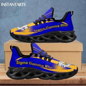 Casual Shoes Instantarts Women Lace-Up Mesh Sigma Gamma Rho Poddles Breattable Running Wear-resistent Tennis Flat