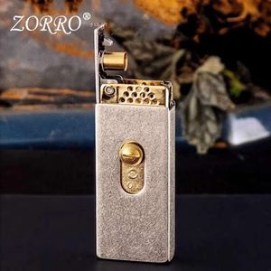 ZORRO LIFT keroseneライタークリエイティブマッチボックスシェイププッシュプル排出イグニッションハイエンドピュアカッパーライターメンズギフト