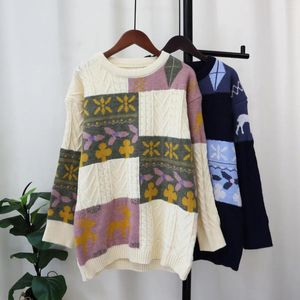 Frauenpullover Herbst Winter Weihnachtspullover Retro Korean Fashion Lose Lazy Women Pullover Design Sense Strickwege Top