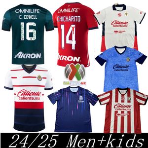 23 24 25 Jerseys de futebol de Guadalajara Jerseys Especiais Chivas Regal Chicharito I.Brizuela C.Calderon A.Zaldivar A.Vega Home Away 3rd 2023 Futebol masculino Camisa de crianças vermelhas Terceira