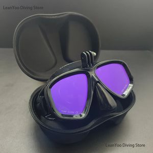 Professionell dykdykning Mask med kamerastöd tonade härdade glas snorklingpaket i svart blixtlåsbox 240407