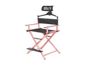 Aluminiowy makijaż makijażowy dyrektor artystyczny 039s krzesło w Regulated Head Red Rose Gold Portable Professional Camp Furniture1159350