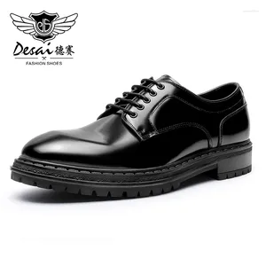 Dress Shoes Desai Genuine Leather Men Shining Derby Design Business For Man Brand Footwear Men's Casual Classic 2024