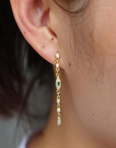 Cadeia de tênis cz de tênis cz cheia de ouro com o olho maligno com verde branco, pedra adorável menina feminina moda Dangle Drop Earring16234900