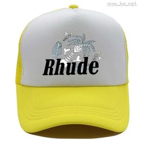 Rhude Hat Fashion Green Mesh Patchwork Baseball Cap Men Women Embroidery Unisex Rhude Collections Casual Truck Hat Adjustable Rhude Bonnet Gift 7795