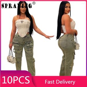 Jeans femminile 5 pezzi merci larghe per donne 2024 tasche a tutta lunghezza pantaloni di denim oggetti alla rinfusa Iots y2k casual indossa sexy s13395