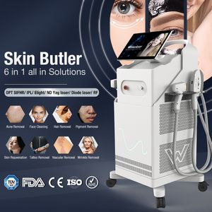 Remoção a laser Remoção de cabelo IPL Opt e YAG Remoção de tatuagem Multifuncional 6 em 1 beleza RF RF Máquinas de terapia de levantamento de rosto