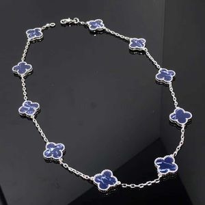 Designer Brand Van New Peter Stone Four Leaf Grass Ten Flower Necklace Blue Star Sky High Solid Color