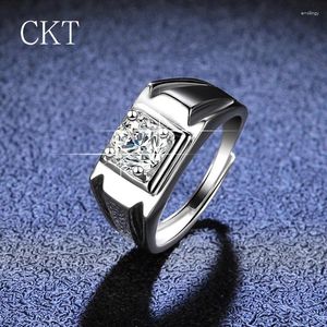 Cluster Rings Luxury Platinum PT950 Moissanite For Men 1ct Diamonds Ring Jewelry Originales Certificados Wedding