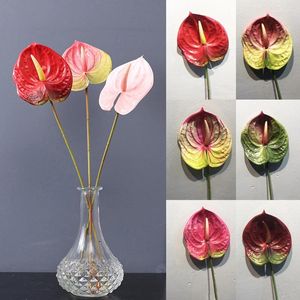 Dekorativa blommor 1 st 59cm konstgjord blomma verklig beröring Anthurium lotus bröllopsfest dekorationer falska hemrum borddekor