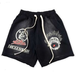 Hell Star Mens 반바지 여름 Hellstar Classic Flame Letter 인쇄 남성 여성 짧은 바지 스트리트웨어 Terry Fabric 캐주얼 바지