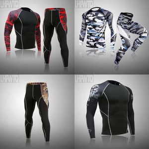 Termiczny zestaw bielizny męskiej MMA taktyka Fiess Leggingi Podstawa Kompresja Sportowa Suit Sports Long Johns Men Men Brand 240119