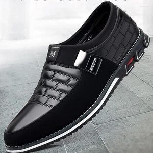 Casual Shoes Men Classic Office Work Business Slip-On Sewing Leather For Stylish Soft-soled Dress