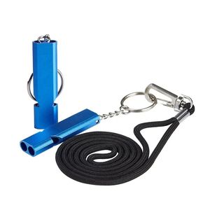 Double Tube High Decibel Decibel Emergency Survival Whistle Key Chain per la sicurezza in natura per la sicurezza