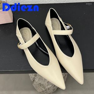 Casual Shoes Spring For Women Fashion Ankle Strap Flats Female Elegant Point Toe Footwear grunt Slides Ladies