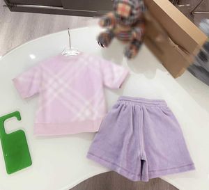 Brand baby tracksuits girls Short sleeved suit kids designer clothes Size 100-160 CM Pink and white stripes T-shirt and shorts 24April