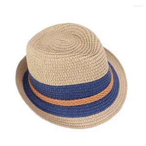 Berets الكورية العلوية قبعة الوالدين القش الأطفال Sunhat Spring Summer Beach Sun Men Hand-Beach-Jetbled بالجملة