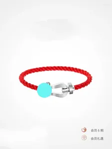 Link Braccialetti Freb925 Sterling Silver Coppia Rosso Filo rosso Silk Rope Bracciale da uomo e regali di festival agli amanti