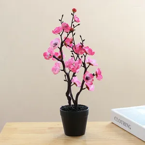 Dekorativa blommor konstgjorda små plommonblomma blommor bonsai kreativa växter hem vardagsrum dekor år gåva