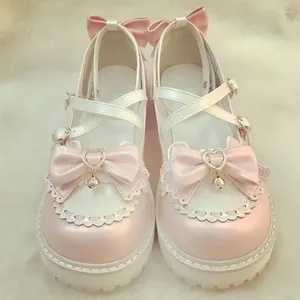 Dress Shoes Ankle Buckle Strap Sweet Sandals Women Japanese Style Bow Kawaii Chic Round Toe Summer College Cute