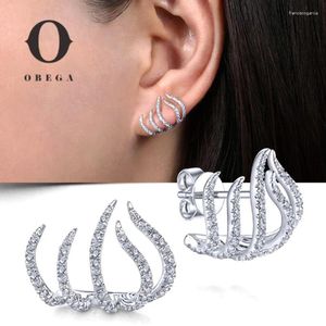 Dangle Earrings Obega Women Fashion Accessories Full Cubic Zirconia Post Earring Gold Plated Rhodium Color C Hoop Irregular Shape