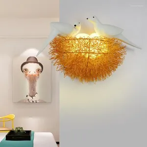 Wall Lamps Creative Lamp Bird Nest LED Light Children Bedroom Bedside Study Room Restaurant Decoration Art Kitchen