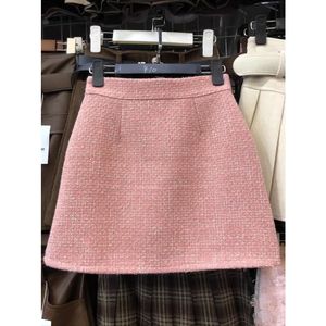 Mini Tweed Skirt Cake Solid Colore Solido in stile coreano A-Line Ruffles Casual Faldas Ajustadas Jupe Autumn Onumning Drop 240419