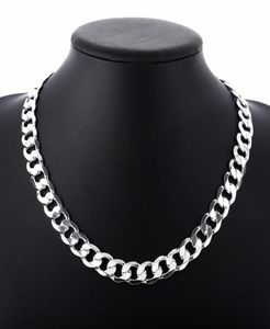 12 mm Curb Chain Necklace For Men Silver 925 Halsband Kedja Choker Man Fashion Male Jewelry Wide Collar Torque Colar1527209
