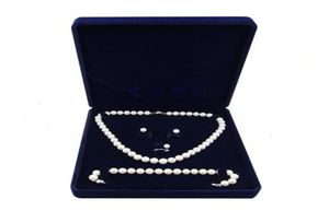 19x19x4cm бархатные ювелирные изделия набор коробки с длинной жемчужной ожерельемой коробкой для подарочной коробки высококачественная синяя Color8897348