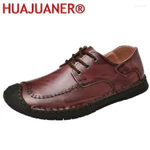 Casual Shoes Men Leather For Classic Hiking Male Comfortable Walking Lightweight Sneakers Soft Flat