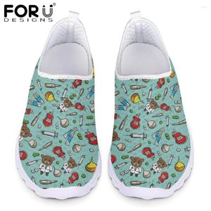 Casual Shoes Forudesign Women's Summer Flat Cartoon Nursing Bear Mönster Loafers For Ladies Lightweight Slip-On Mesh Sneakers