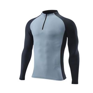 Men Running Sports Long Sleeve T-shirt Mens Style Stand-up Collar Half Zipper Shirt Training Fitness Clothes Training Elastic Quick Dry