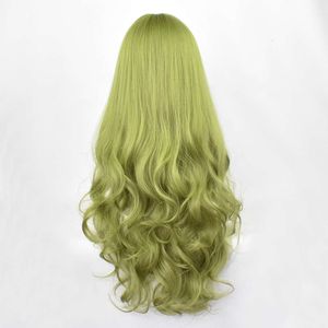 Ludzkie krwawe peruki perukę damską w stylu damskim grzywki powietrza Zestaw włosów długie kręcone włosy modny temperament damski peruka