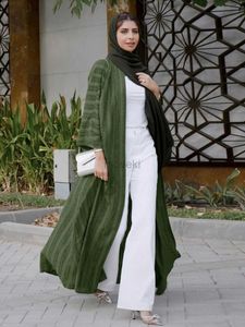 Etnik Giysiler 2024 Yeni Moda Müslüman Kimono Abaya Katı Çizgili Retro Etnik Harki Dubai Dubai Dubai Dubai