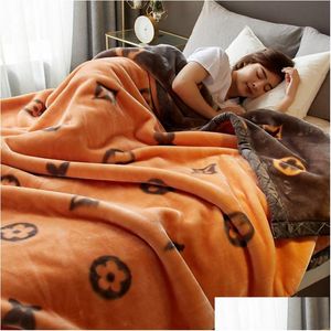 Blanket Winter Laschel Double-Layer Thickened Thermal Quilt Student Dormitory Office Nap Er Drop Delivery Home Garden Textiles Dhefx