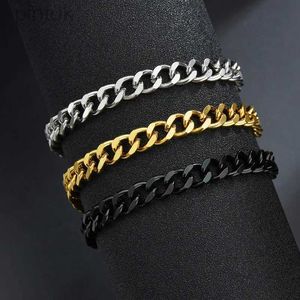 Kedja högkvalitativa rostfritt stålarmband för män tomma färgpunk curb kubanska länkkedja armband på hand smycken gåvor trend d240419