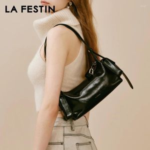 Drawstring LA FESTIN Original 2024 Handbag Women Fashion Large Capacity Multiple Pockets Shoulder Bag Y2k Leather Crossbody