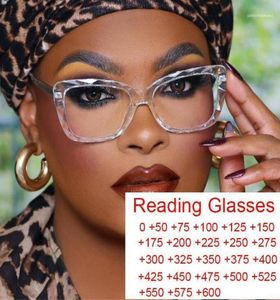 Sunglasses Female Reading Magnifying Glasses Transparent Square Frame Brand Designer Computer Antifatigue Presbyopia Eyeglasses 04170689