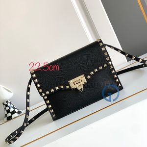 7A Quality designer bag handbags classic vintage Rivet bag lady fashion bags luxury tote bags shoulder bag messenger genuine leather package 22.5cm