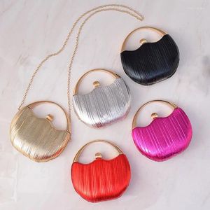 Evening Bags Women's Luxury Handbags Round Clutches Elegant Wedding Shoulder Bag Party Silver Gold Red Black Small Purse B581