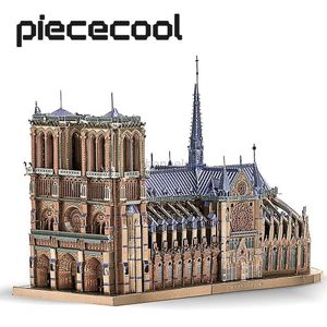 3D Puzzles Piececool 3D Metal Puzzle Notre Dame de Paris Model Zestawy budowlane DIY Jigsaw Teens Toys for Brain Teaser 240419
