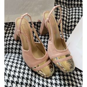 Chanelity Slingbacks Sandał Klasyczne kozą czapkę kozą 2Tone beżowy czarny blok buty pompowe buty vintage chan bloching c Mary Jane 2024