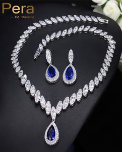 Pera CZ Luxury Bridesmaid Accessories Cubic Zirconia Stone Big Bridal Wedding Pera Cut Dropping Jewelry Sets For Women J048 D181015100247