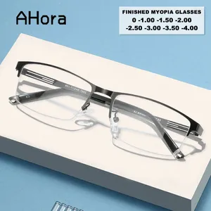 Sonnenbrille Ahora Männer Ultraleicher Halbrahmen beendet Myopia Optical Brille Männliche Geschäfte kurzsichtig mit 0 -1.0-1.5-2.0-2.5